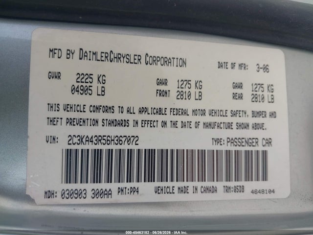 Aukcja sprzedaży 2006 Chrysler 300, vin: 2C3KA43R56H367072, numer aukcji: 45463182