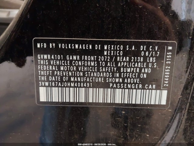3VW167AJ0HM408491 Volkswagen Jetta 1.4t S