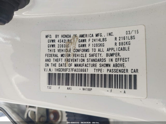1HGCR6F37FA008687 Honda ACCORD HYBRID