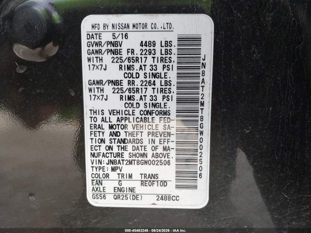 Nissan ROGUE S 2016 JN8AT2MT8GW002506 Image 9