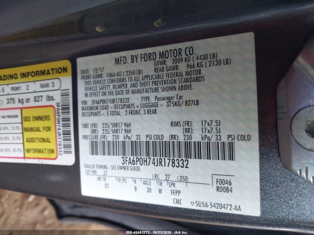 3FA6P0H74JR178332 Ford FUSION SE