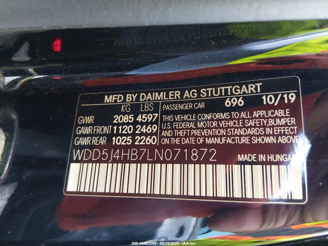 Продаж на аукціоні авто 2020 Mercedes-benz Cla 250 4matic, vin: WDD5J4HB7LN071872, номер лоту: 45463295