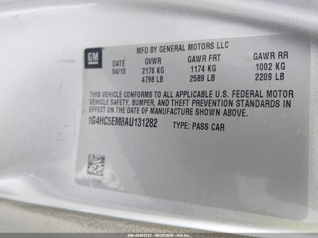 Продаж на аукціоні авто 2010 Buick Lucerne Cxl, vin: 1G4HC5EM8AU131282, номер лоту: 45463323