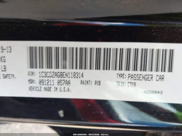 Aukcja sprzedaży 2014 Dodge Avenger Se, vin: 1C3CDZAG8EN118314, numer aukcji: 45463403