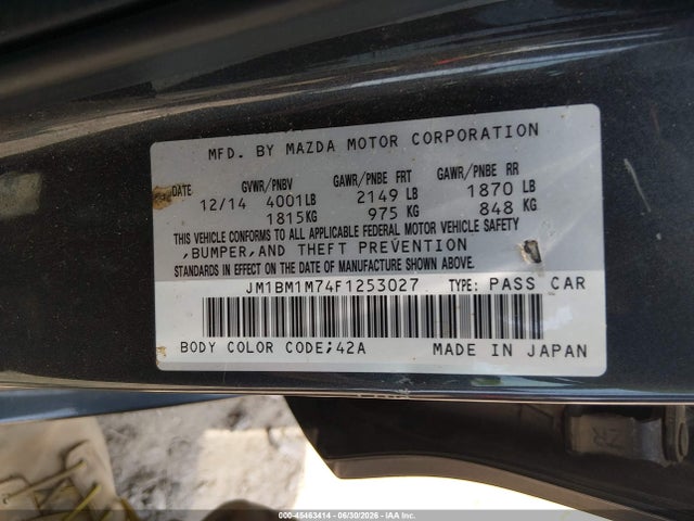 Aukcja sprzedaży 2015 Mazda Mazda3 I Grand Touring, vin: JM1BM1M74F1253027, numer aukcji: 45463414
