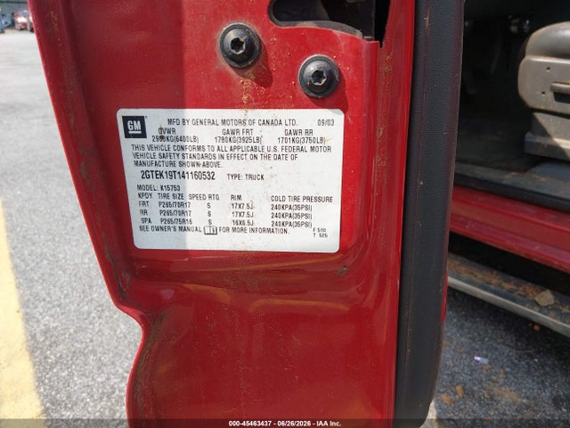 Продажа на аукционе авто 2004 Gmc Sierra 1500 Slt, vin: 2GTEK19T141160532, номер лота: 45463437