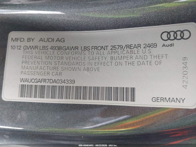 Aukcja sprzedaży 2013 Audi S5 3.0t Premium Plus, vin: WAUCGAFR7DA034339, numer aukcji: 45463453