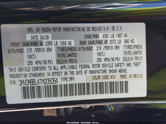 Aukcja sprzedaży 2026 Mazda Cx-30 2.5 S Select Sport, vin: 3MVDMBBL4TM205054, numer aukcji: 45463468