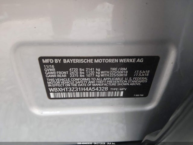 45463535 :رقم المزاد ، WBXHT3Z31H4A54328 vin ، 2017 Bmw X1 Xdrive28i مزاد بيع
