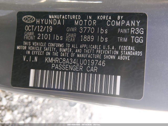 Продаж на аукціоні авто 2020 Hyundai Venue Sel, vin: KMHRC8A34LU019746, номер лоту: 45463545