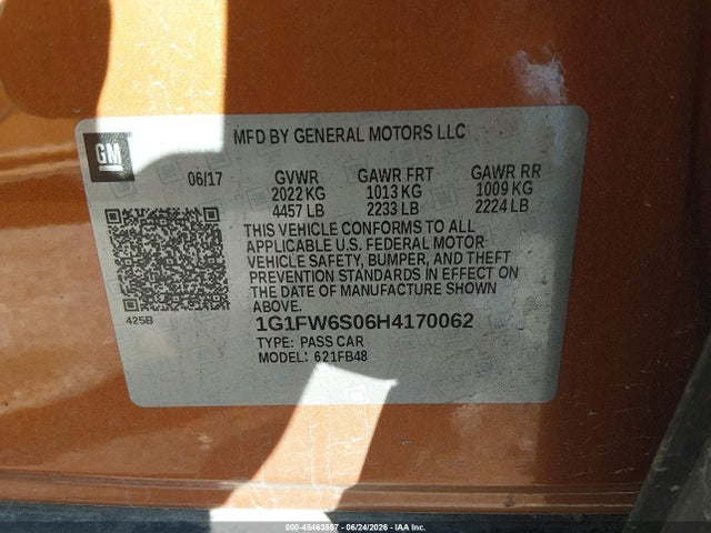 Chevrolet BOLT EV LT 2017 1G1FW6S06H4170062 Image 9