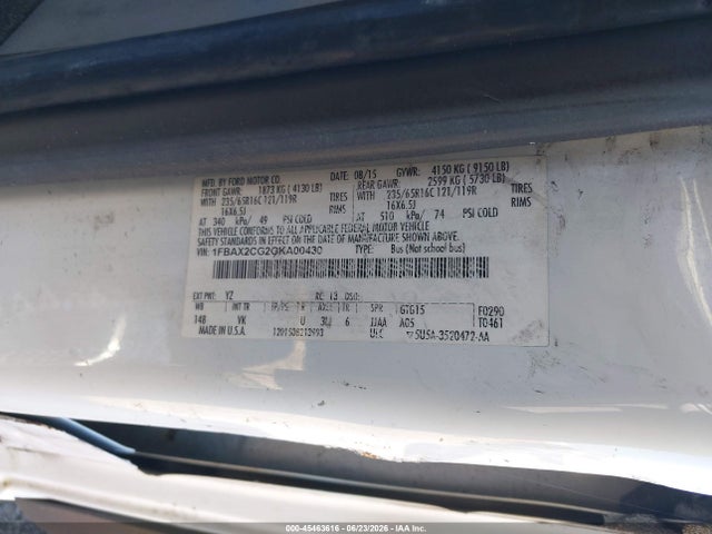 Aukcja sprzedaży 2016 Ford Transit-350 Xl/xlt, vin: 1FBAX2CG2GKA00430, numer aukcji: 45463616