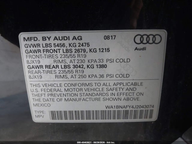 Продажа на аукционе авто 2018 Audi Q5 2.0t Premium/2.0t Tech Premium, vin: WA1BNAFY4J2043074, номер лота: 45463621
