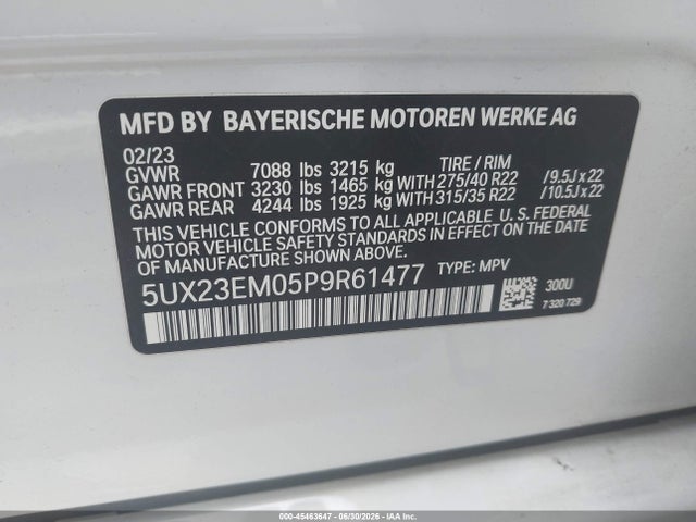 5UX23EM05P9R61477 BMW X7 Xdrive40i