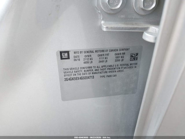 Aukcja sprzedaży 2016 Buick Regal Turbo, vin: 2G4GK5EX4G9204713, numer aukcji: 45463650