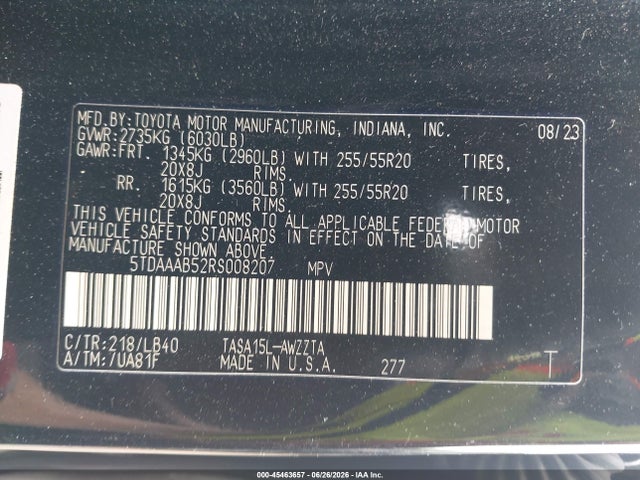 Toyota Grand Highlander Platinum 2024 5TDAAAB52RS008207 Image 9