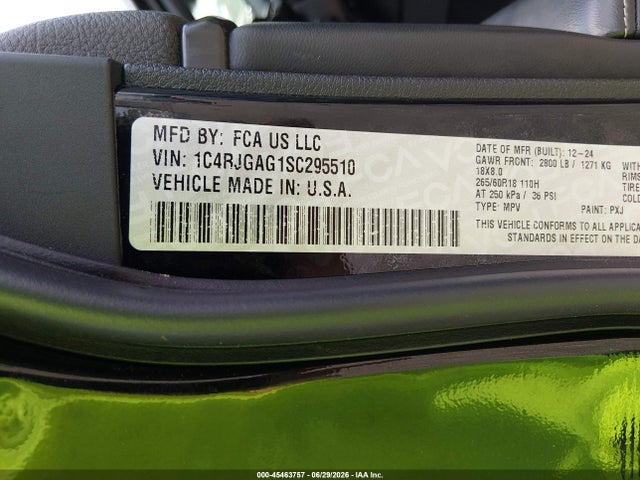 2025 Jeep Grand Cherokee Laredo X 4x2 მანქანა იყიდება აუქციონზე, vin: 1C4RJGAG1SC295510, აუქციონის ნომერი: 45463757