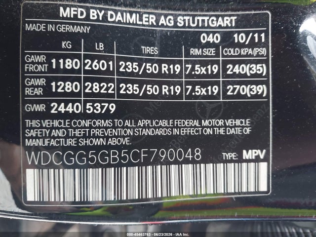 2012 Mercedes-benz Glk 350 მანქანა იყიდება აუქციონზე, vin: WDCGG5GB5CF790048, აუქციონის ნომერი: 45463763