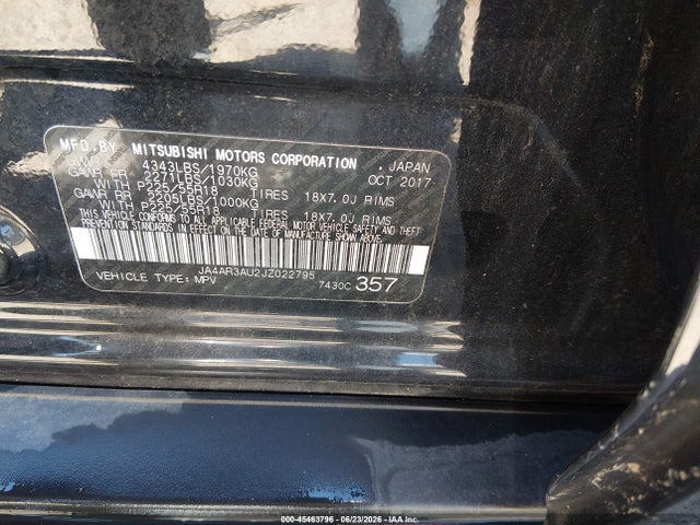 45463796 :رقم المزاد ، JA4AR3AU2JZ022795 vin ، 2018 Mitsubishi Outlander Sport 2.0 Le مزاد بيع