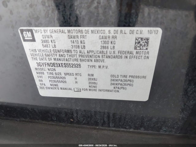 Продажа на аукционе авто 2014 Cadillac Srx Premium Collection, vin: 3GYFNDE3XES552928, номер лота: 45463800