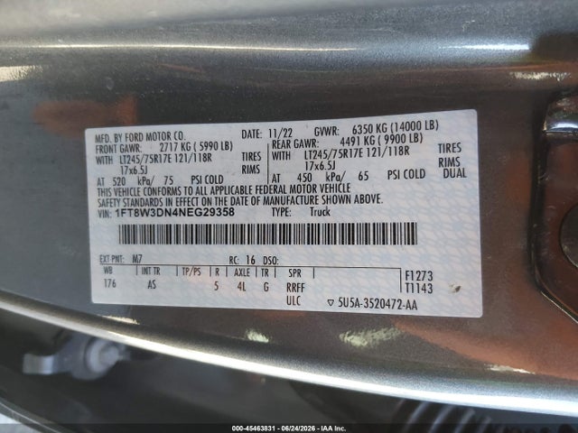 Ford F-350 Xl 2022 1FT8W3DN4NEG29358 Image 9
