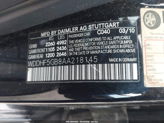 Продаж на аукціоні авто 2010 Mercedes-benz E 350, vin: WDDHF5GB8AA218145, номер лоту: 45463859