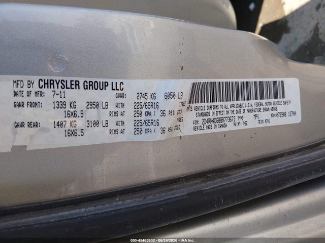 2011 Dodge Grand Caravan Express მანქანა იყიდება აუქციონზე, vin: 2D4RN4DG8BR773673, აუქციონის ნომერი: 45463902
