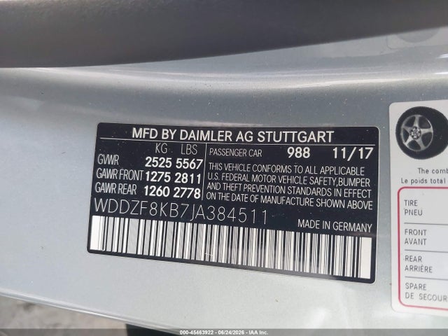 WDDZF8KB7JA384511 Mercedes-Benz Amg E 63 S 4matic