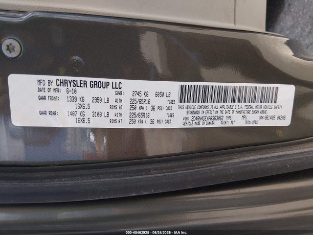 2010 Dodge Grand Caravan Se მანქანა იყიდება აუქციონზე, vin: 2D4RN4DE4AR363062, აუქციონის ნომერი: 45463925