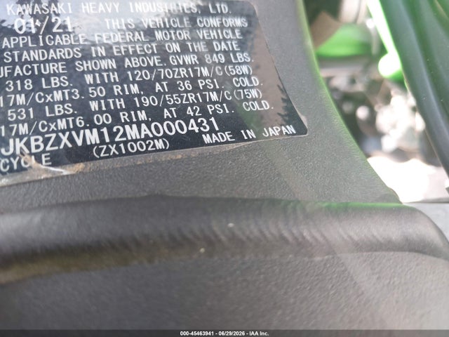 Kawasaki Zx1002 M 2021 JKBZXVM12MA000431 Image 10