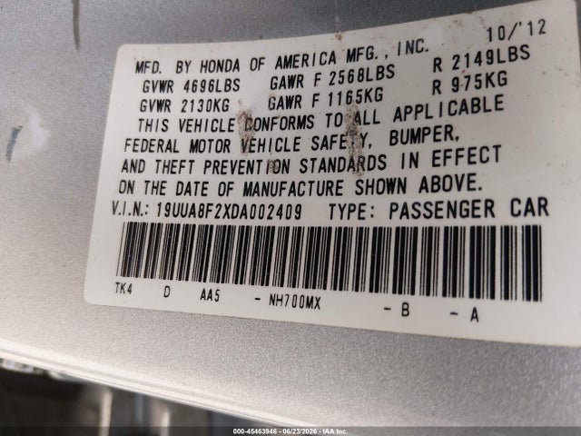 Продажа на аукционе авто 2013 Acura Tl 3.5, vin: 19UUA8F2XDA002409, номер лота: 45463946
