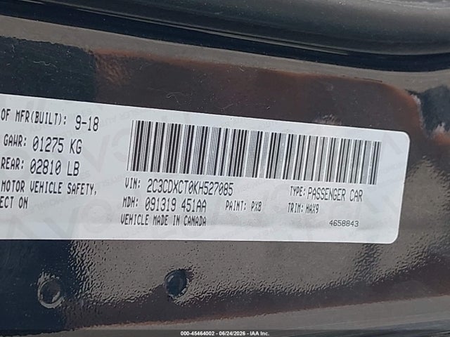 45464002 :رقم المزاد ، 2C3CDXCT0KH527085 vin ، 2019 Dodge Charger R/t Rwd مزاد بيع