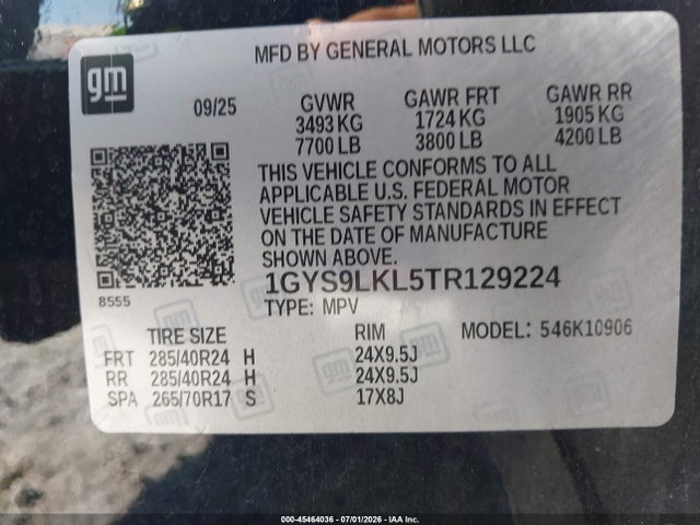 1GYS9LKL5TR129224 Cadillac Escalade Esv Luxury