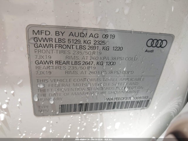 Aukcja sprzedaży 2020 Audi Q3 Premium Plus 45 Tfsi S Line Quattro Tiptronic, vin: WA1EECF37L1009393, numer aukcji: 45464136