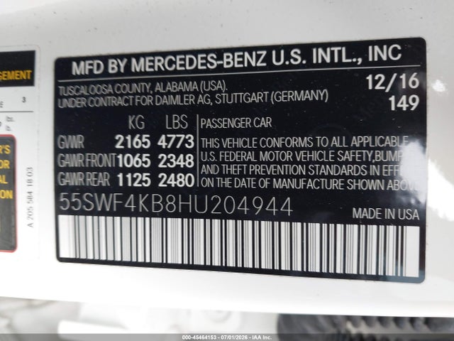 55SWF4KB8HU204944 Mercedes-Benz C 300 4matic