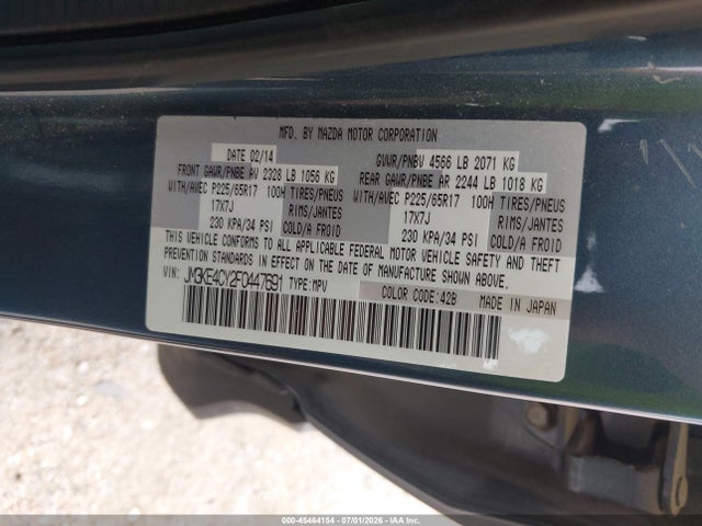 45464154 :رقم المزاد ، JM3KE4CY2F0447691 vin ، 2015 Mazda Cx-5 Touring مزاد بيع