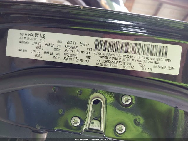 45464197 :رقم المزاد ، 1C6RR7GM7FS670518 vin ، 2015 Ram 1500 Big Horn مزاد بيع