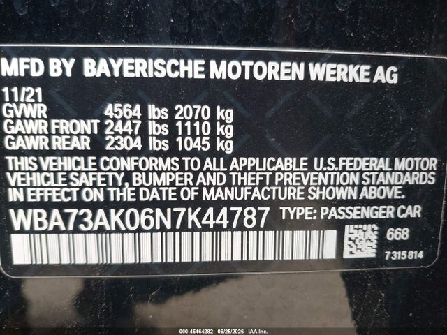 Aukcja sprzedaży 2022 Bmw 228 Gran Coupe I Xdrive, vin: WBA73AK06N7K44787, numer aukcji: 45464282