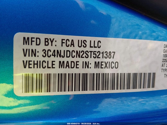 Продаж на аукціоні авто 2025 Jeep Compass Limited 4x4, vin: 3C4NJDCN2ST521387, номер лоту: 45464319