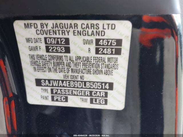 Aukcja sprzedaży 2013 Jaguar Xk Touring, vin: SAJWA4EB9DLB50514, numer aukcji: 45464329
