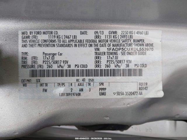 Продажа на аукционе авто 2013 Ford C-max Energi Sel, vin: 1FADP5CUXDL553970, номер лота: 45464333