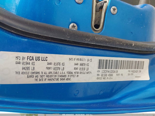 45464558 :رقم المزاد ، 1C3CDFAA1GD530139 vin ، 2016 Dodge Dart Se مزاد بيع
