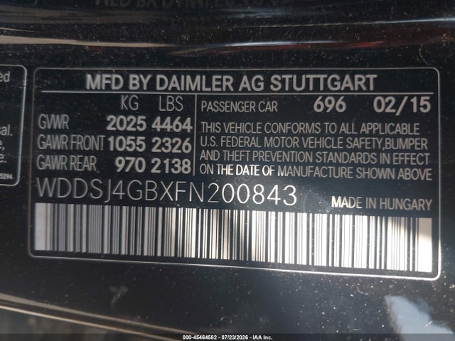 2015 Mercedes-benz Cla 250 4matic მანქანა იყიდება აუქციონზე, vin: WDDSJ4GBXFN200843, აუქციონის ნომერი: 45464582