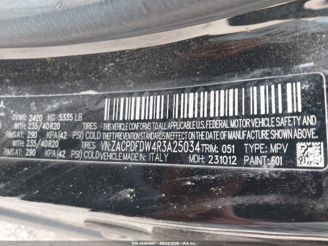 45464667 :رقم المزاد ، ZACPDFDW4R3A25034 vin ، 2024 Dodge Hornet R/t Plus Eawd مزاد بيع
