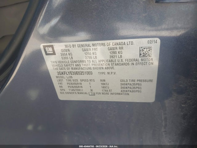 2GKFLYE39E6251069 GMC Terrain Slt-2