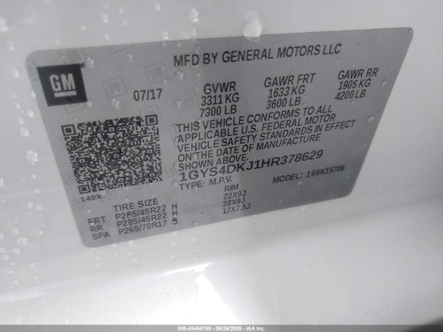 45464789 :رقم المزاد ، 1GYS4DKJ1HR378629 vin ، 2017 Cadillac Escalade Platinum مزاد بيع