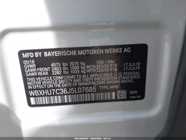 Aukcja sprzedaży 2018 Bmw X1 Sdrive28i, vin: WBXHU7C36J5L07685, numer aukcji: 45464797