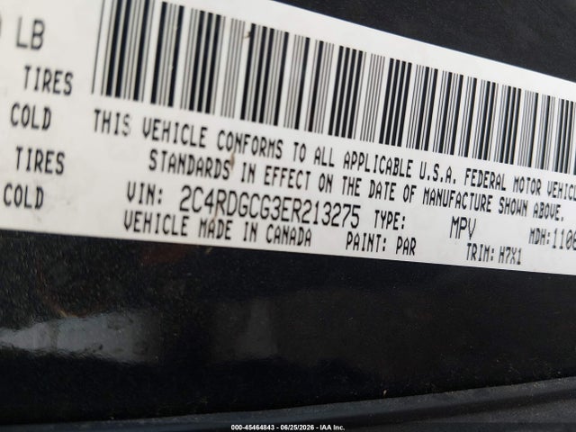 Aukcja sprzedaży 2014 Dodge Grand Caravan Sxt, vin: 2C4RDGCG3ER213275, numer aukcji: 45464843