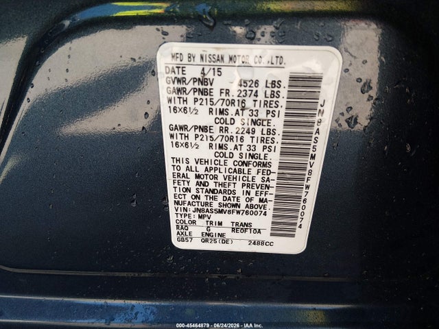 Nissan Rogue Select S 2015 JN8AS5MV8FW760074 Image 9