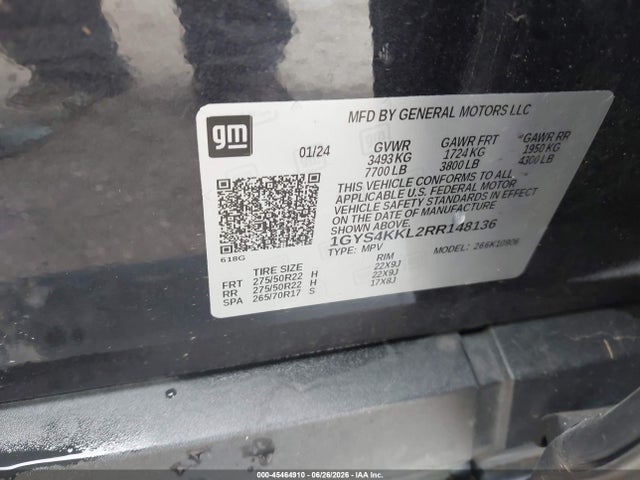 Aukcja sprzedaży 2024 Cadillac Escalade Esv 4wd Premium Luxury, vin: 1GYS4KKL2RR148136, numer aukcji: 45464910